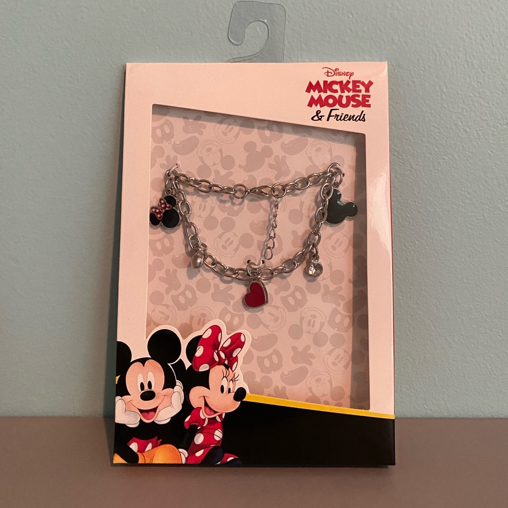 New disney minnie mouse mickey charm bracelet